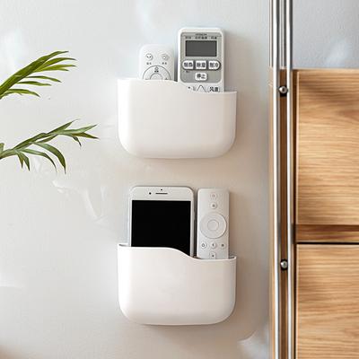 Wall-mounted Phone Remote Control Organizer Multi-functional Non-marking With Compartment Storage Rack Creative Phone Holder