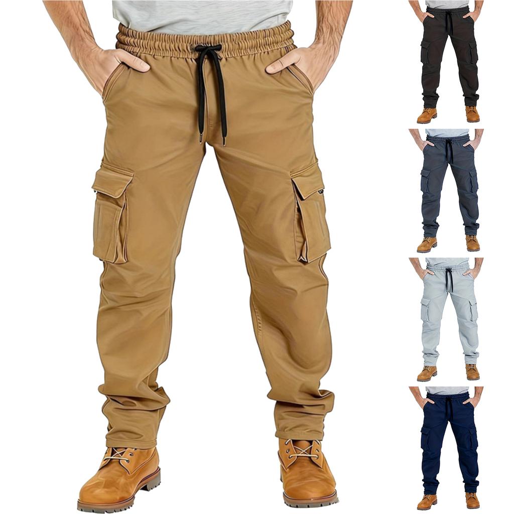 Men's ,color Rope Sports Workwear With Multiple Pockets And Long Pants