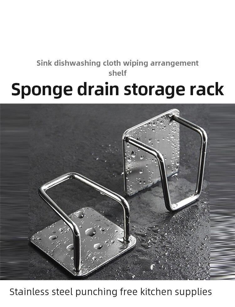 1pc Waschbecken Schwamm Halter Für Küche Slivery Edelstahl Haushalt Wasser Kanal Geschirrtuch Lappen Lagerung Rack