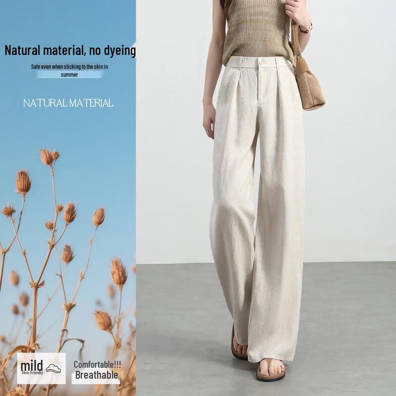 Pantaloni larghi da donna 100% lino HSTYLE