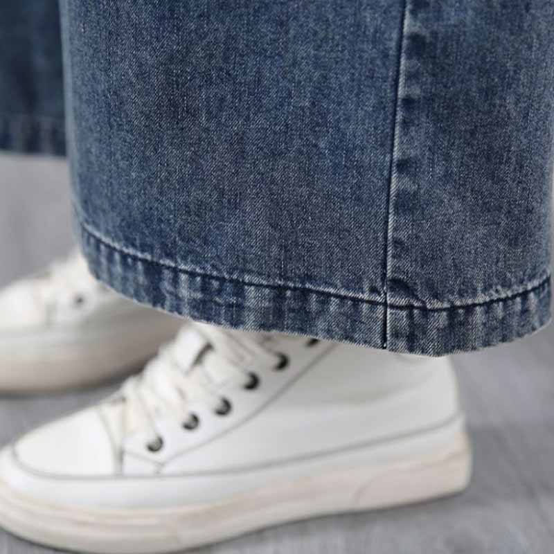 Pants for Women Elastic High Waist Long Trousers Stretchy Versatile Casual Wide Leg Straight Jeans Denim Pants