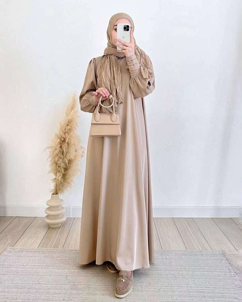 2024 Spring Luxury Soft Satin Swing Dress for Muslim Women