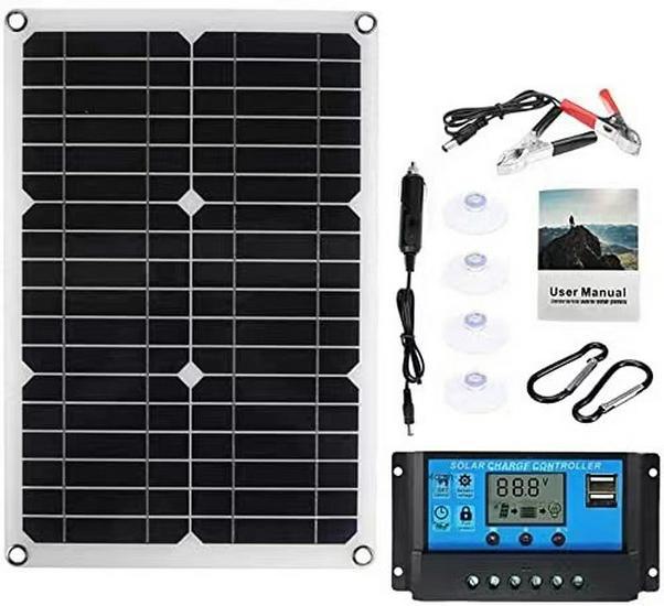 20W Solar Panel Kit with 40A Controller, 18V Portable Charger for Camping and RVs.