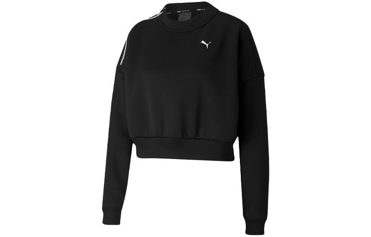 PUMA AOP Sweatshirts Women s Black Crew Neck Moderate Regular 519480-01 XS