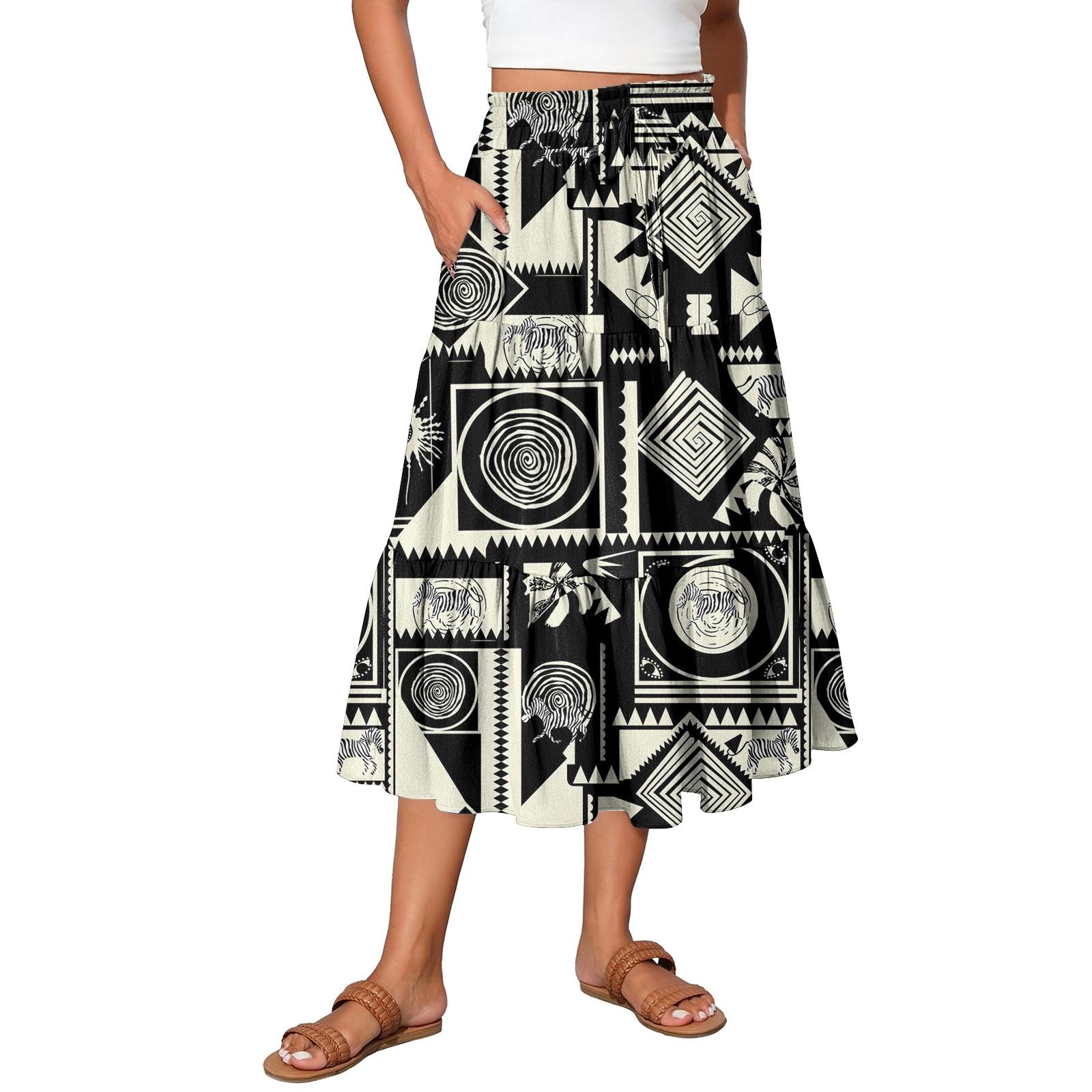 

Женская юбка макси с завязками на завышенной талии, летние длинные юбки, легкие многослойные струящиеся цветочные плиссированные юбки S чёрный