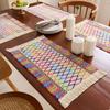 Cotton and linen style placemat tassel color matching woven table flag American country farmhouse holiday party decoration table mat