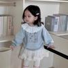 Korean Style Baby Girl Autumn Sweatshirt & Skirt Set with Cartoon Print
