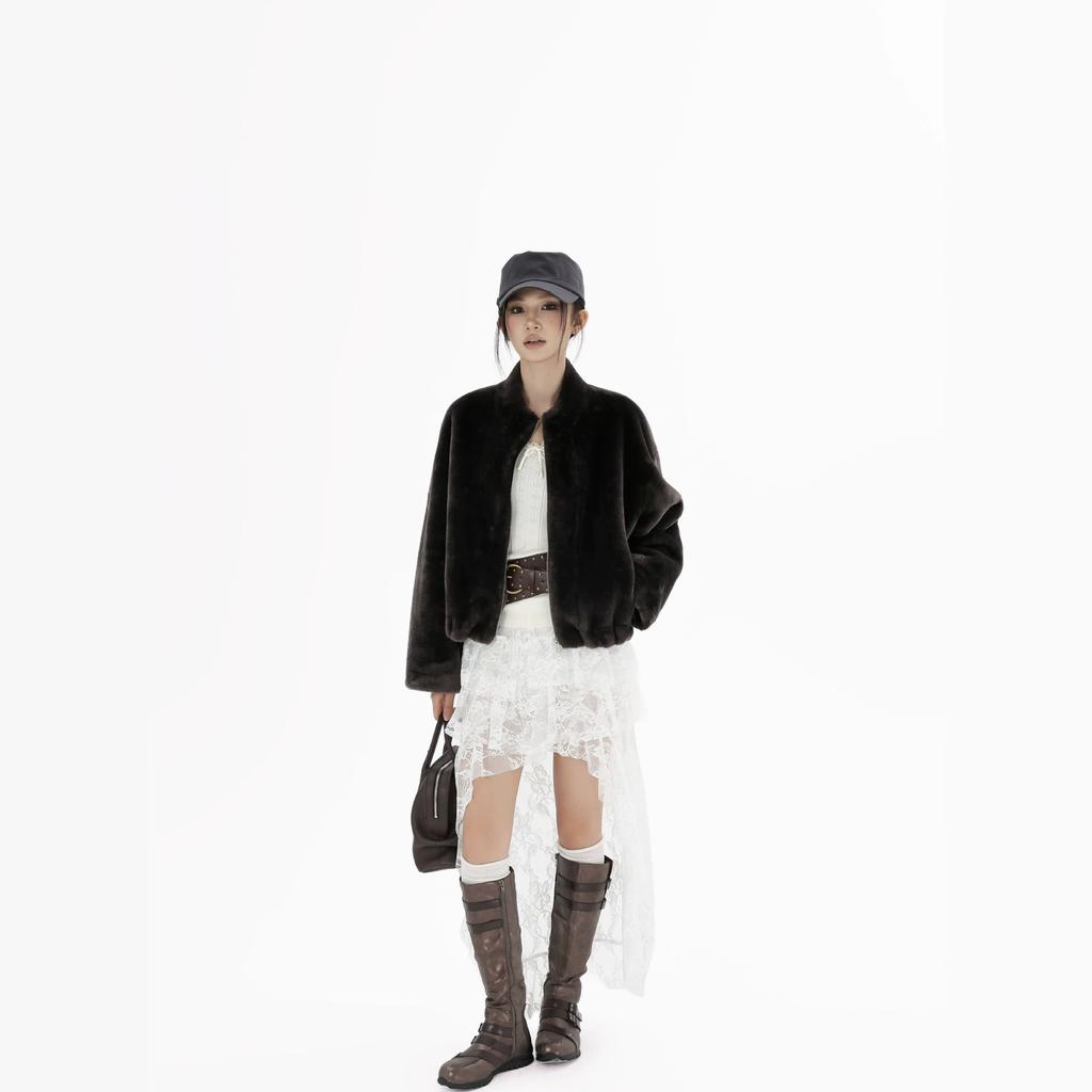 Shirt rhyme • [Commuterism] Imitation Toka straight fur, minimalist and versatile, autumn and winter stand-up collar short silhouette