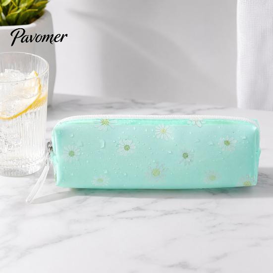 Macaron Color Pencil Case Flower Case, Large Capacity PVC Pen Pouch, Spill-proof Holder Waterproof Stationery Bag for Students, School Supplies