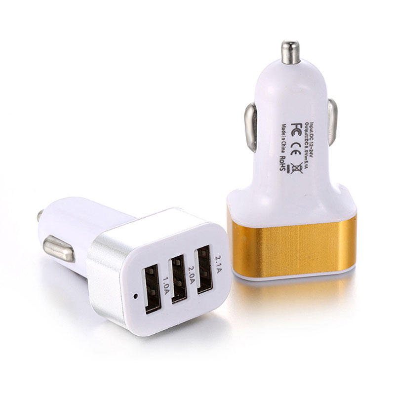 Universal Triple USB Car Charger Adapter Socket 3 Port Car-charger 3.1A 2.1A Auto Accessory