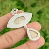 925 Sterling Silver Oval Scolecite Gemstone Anniversary Bezel Ethnic New Pendant