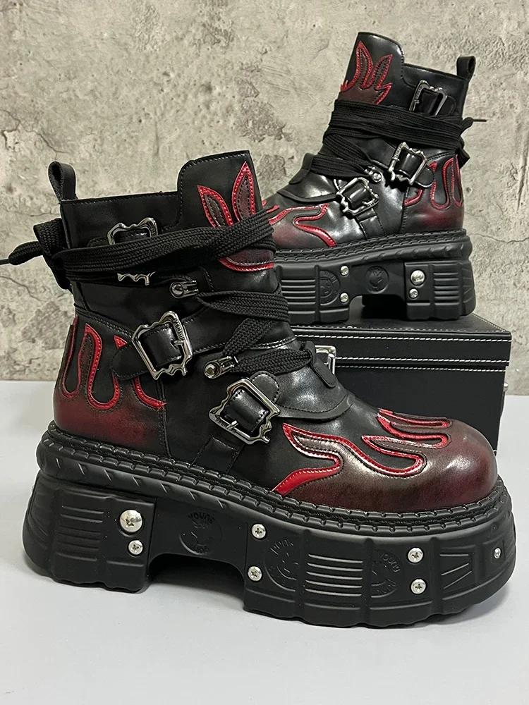 Men's  Winter New Thick-soled Inner Heightening Fashion Fried Street Personality High-top Leather Sneakers Boots