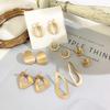 Silver Needle Metal Design Earrings Irregular Circle Geometric Stud Earrings Women's Exaggerated Niche Retro Cold Wind Earrings