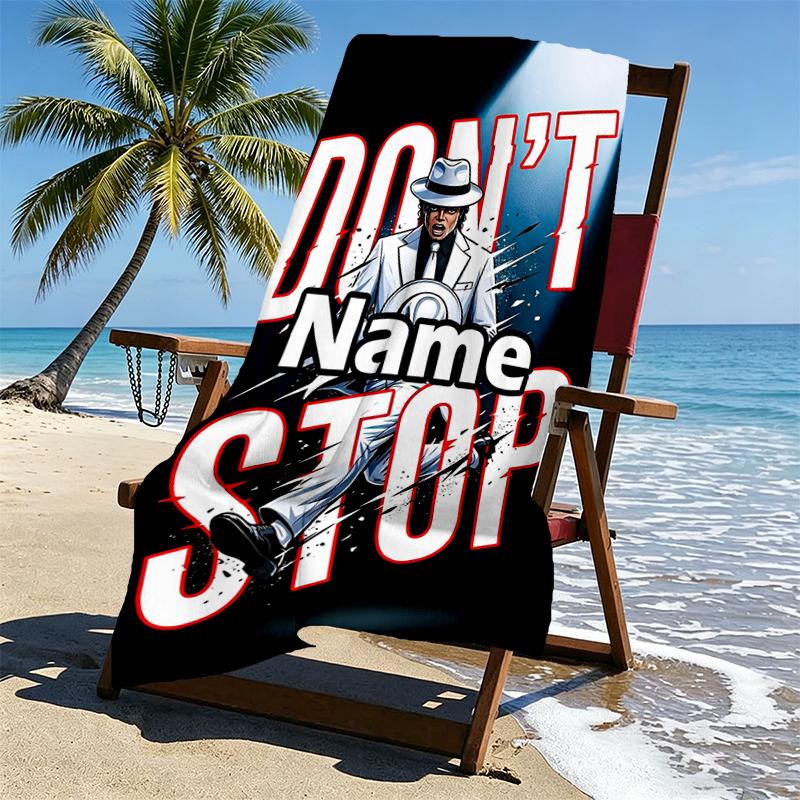 Custom Name Personalized Michael Jackson Print Beach Towel, for Trip Camping Beach Party Home Decor, Birthday Gift for Family & Friends
