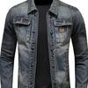 Spring and Autumn Denim Jacket Men Boutique Zipper Fashion Turn Down Collar Mens Clothes Casual Denim Jacket Slim Cowboy Coat