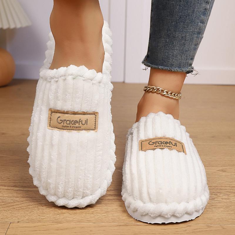 

New Simple Cotton Shoes for Women s Home Use, Furry Open Shoes for Warmth, Spring and Autumn Slippers Fits 43-44 белый