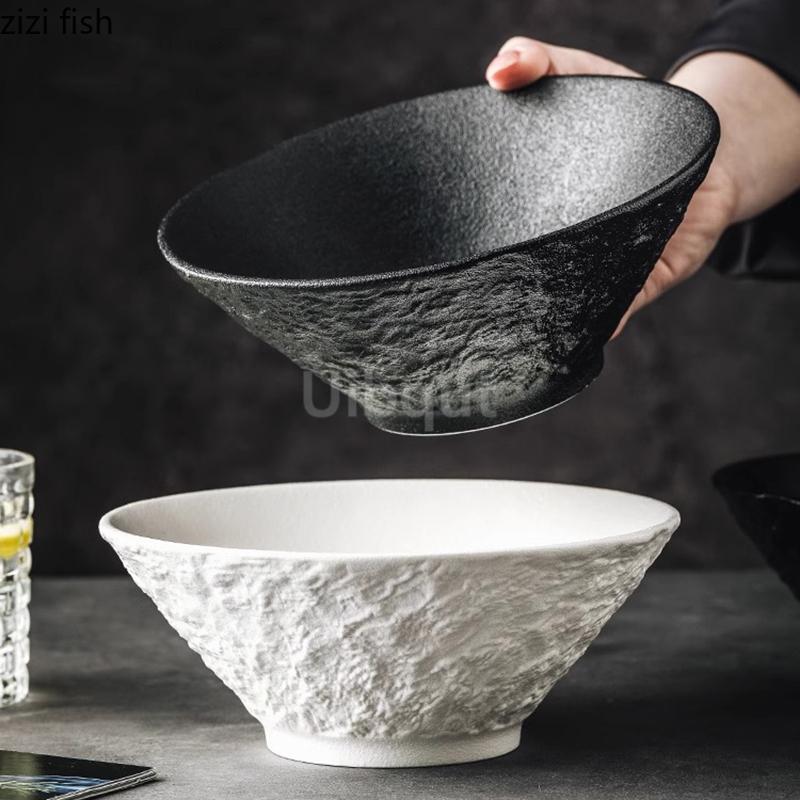 white black Stone Patterned Ceramic Bowl Pasta Bowl Thick Soup Bowl Salad Bowls Dessert Bowls Restaurant Specialty Tableware