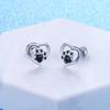 Huitan Cute Animal Cat Dog Footprints Shape Stud Earrings for Women Zinc Alloy Color Heart Love Earrings Fashion Versatile Zircon