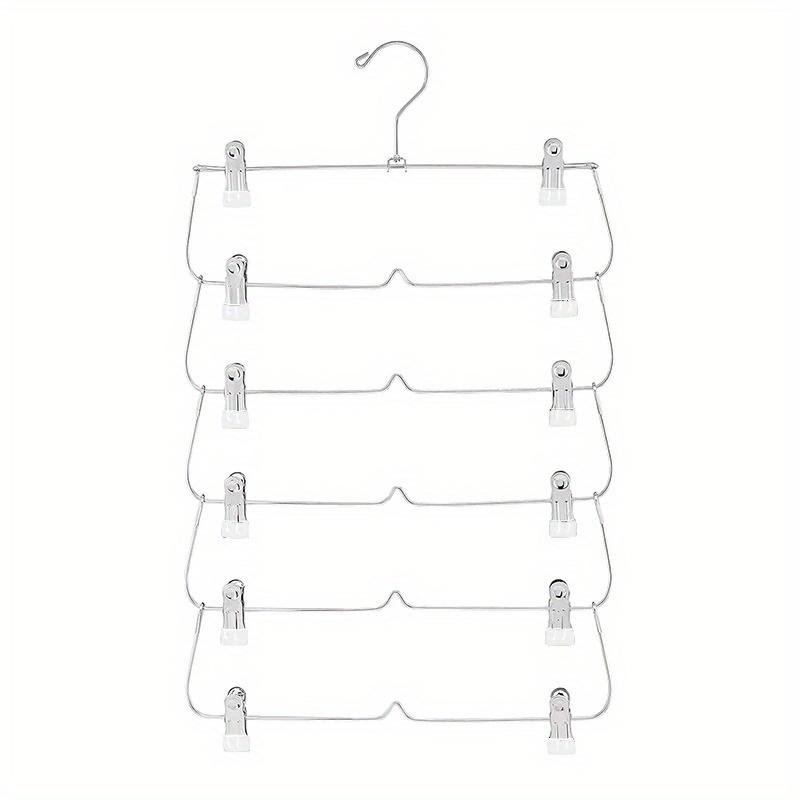 Skirt Hanges Space Saving, Pants Hangers with Clips 6 Tier,Closet Organizers and Storager,Clothes Hanger Space Saver