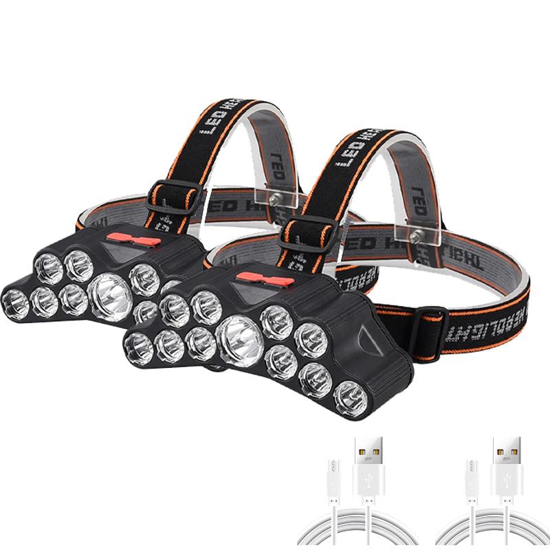 5/11 LED Headlamp Strong Light Head Torch USB Rechargeable Headlight Built-in 18650 Battery Outdoor Fishing Camping Lantern