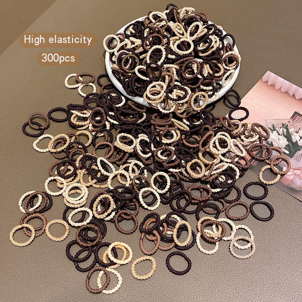 300 Coffee Colored Rubber Bands, Korean Version, Elastic and Durable Headband Suitable for Daily Use As a Hair Accessory