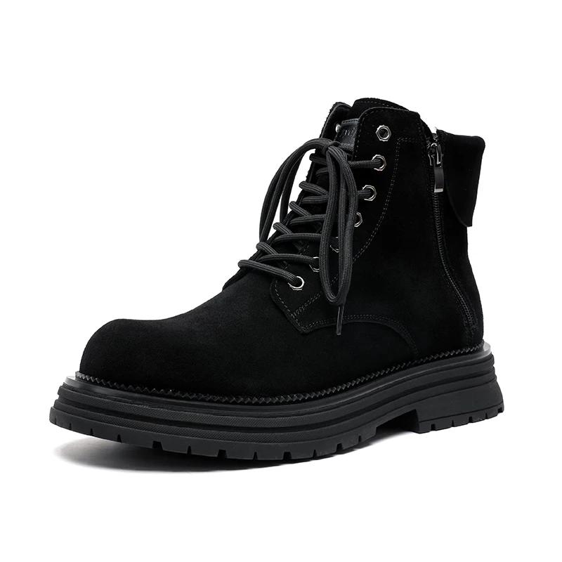 

Fashion Ankle Boots for Man Cool High Top Men s Boots High Quality Mens Shoes Outdoor Wear-resistant Workwear Boots Botas Hombre 44 чорний