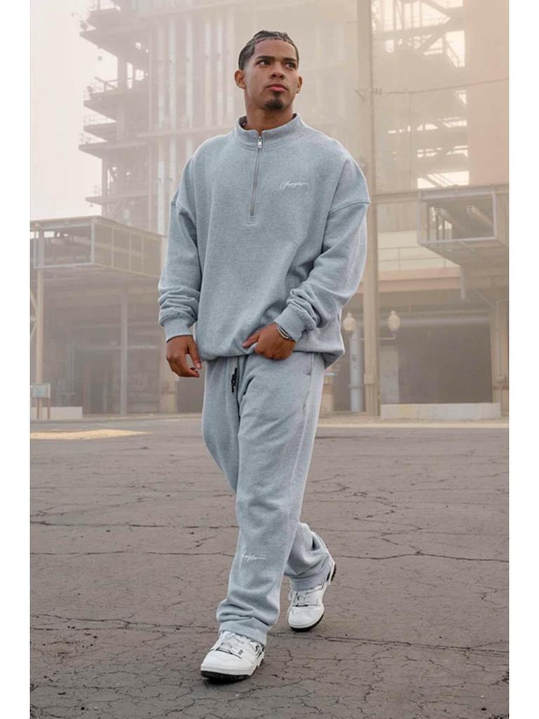 YoungLA Men's Cotton Half-Zip Athletic Sweatshirt - Long Sleeve Running & Fitness Jacket