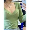 New Underwear Top with Chest Pad Women's Autumn Clothes Tight Winter Low-necked Bottoming Shirt