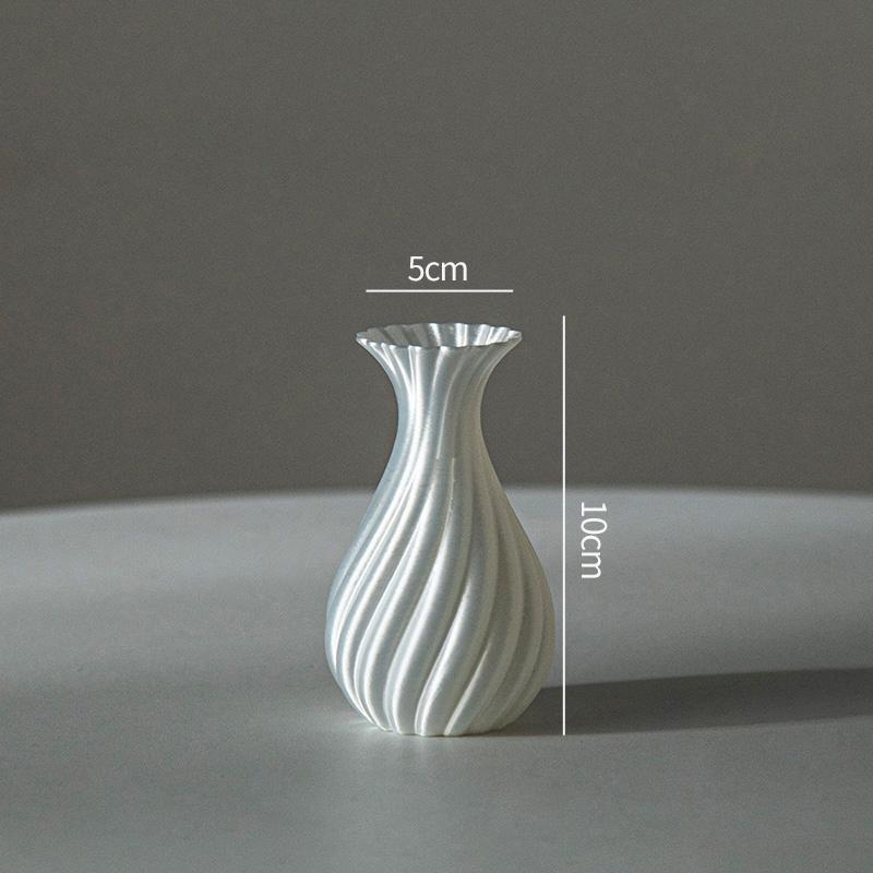 White Imitation Ceramic Vase Modern Simple Plastic Vase INS Flower Arrangement Ornaments Artistic Aesthetic Home Decoration