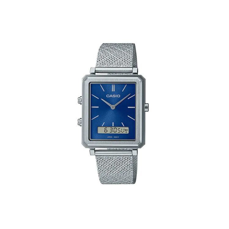 Casio 50M Waterproof Quartz Movement Stainless Steel Strap Watch Women watches Blue MTP-B205M-2EDF Blue Dial