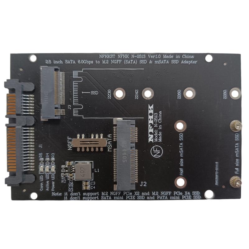 M.2 Ngff Msata Ssd To Sata 3.0 Adapter 2 In 1 Converter Card For Pc Laptop
