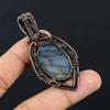 Natural Labradorite Gemstone Handmade Copper Wire Wrap Pendant 2.68" m2C04