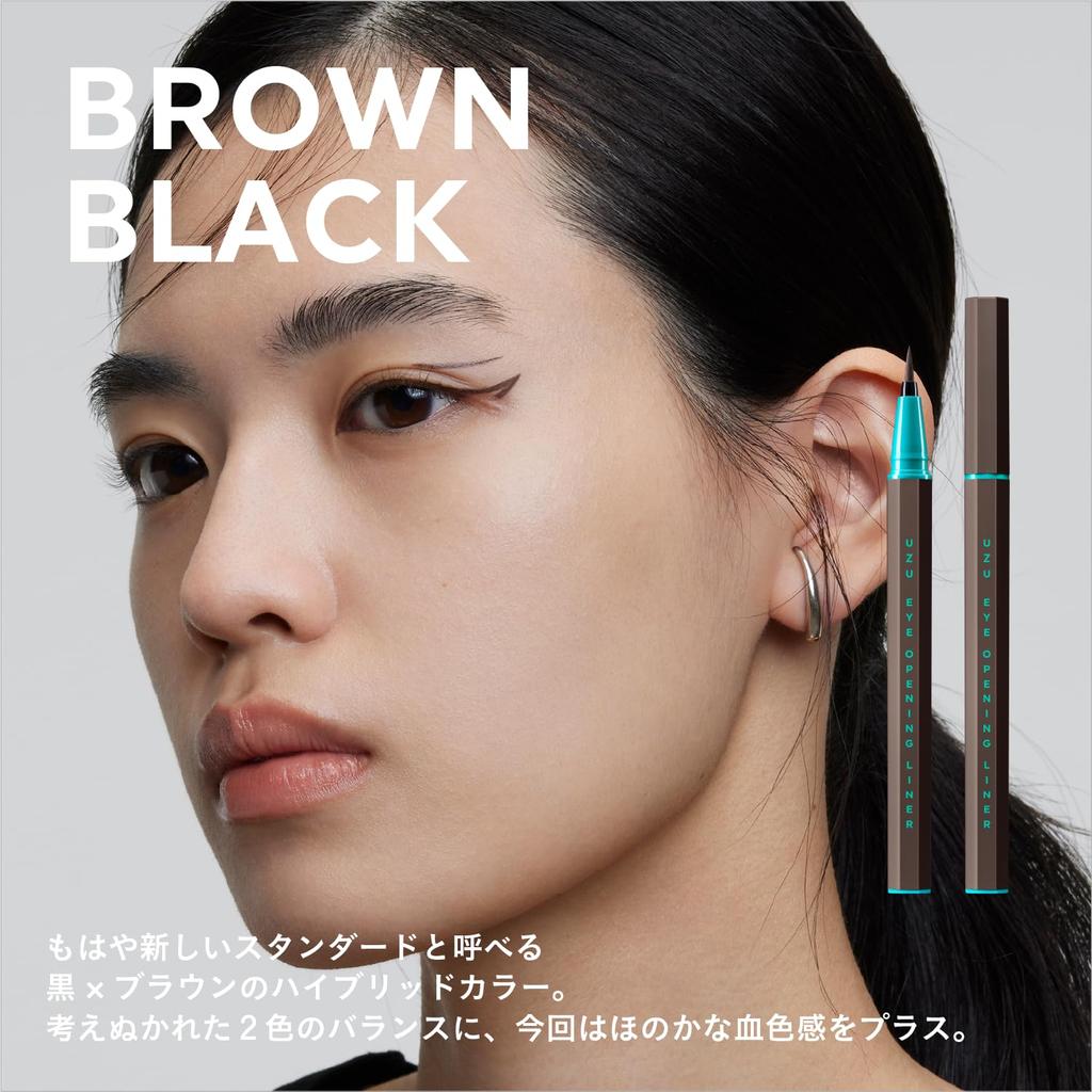 UZU Eye Opening Liner Liquid Removes with Warm Hypoallergenic [Brown Black] Eyeliner, Water, Alcohol-Free, Dye-Free,