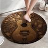 Samt Gitarre & Ahornblatt Runde Matte - Nur Handwäsche Tragbarer Teppich für Wohnzimmer, Schlafzimmer, Büro & Camping Dekoration