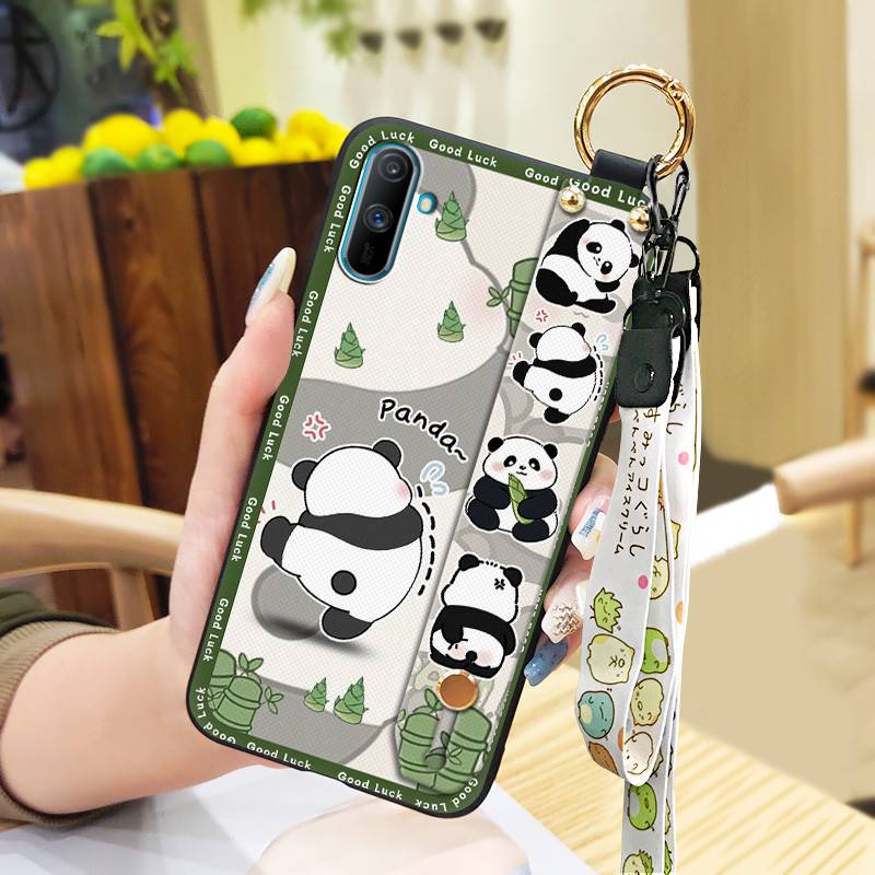 Ring Anti-knock Phone Case For OPPO Realme C3/C3i/Narz N10A Fashion Design Cartoon Dirt-resistant Durable Silicone Panda