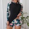 European and American New Swimsuit Long-sleeved Printed Women's Swimsuit Multi-color Split Swimsuit Plus Size Bikini Swimsuit