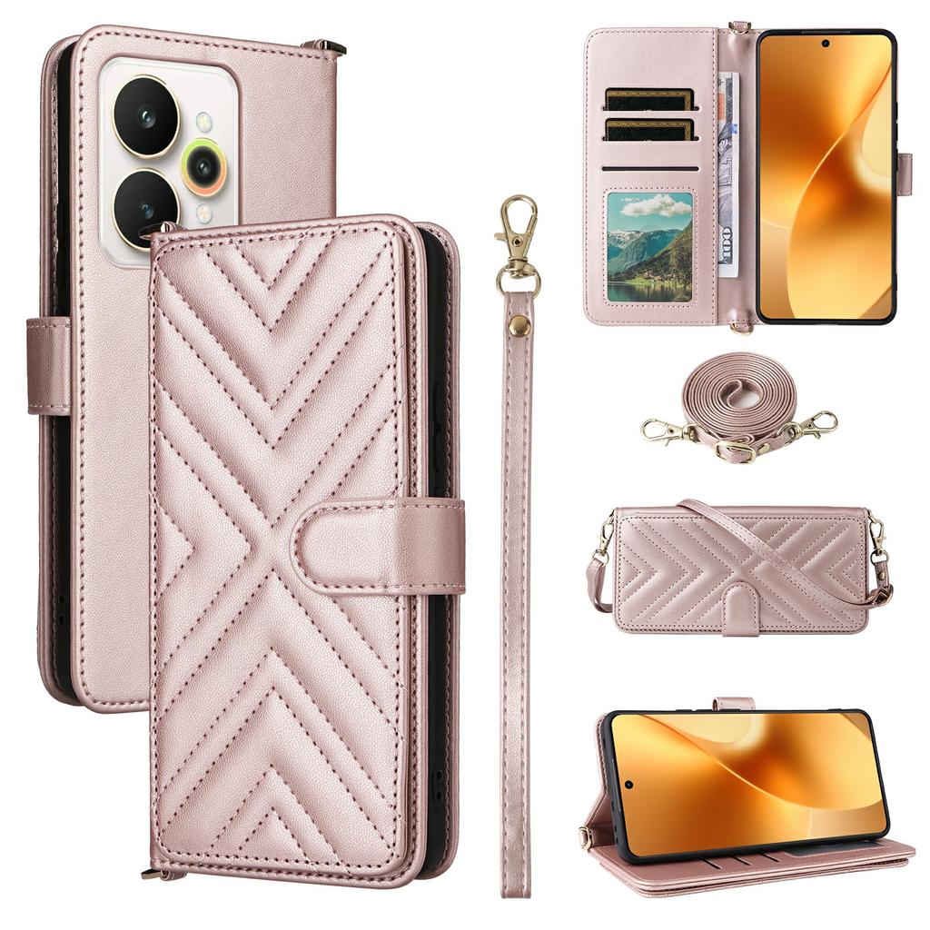 For Realme 15 Pro 5G/15 5G Case with Shoulder/Wrist Strap Leather Phone Cover Stand Wallet