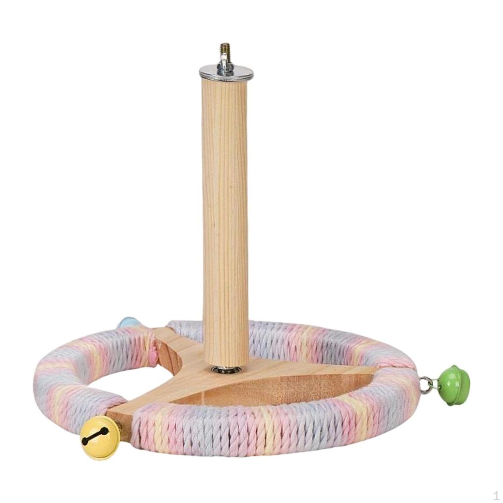 Bird Barch Stand Parrot Toy Rustic Toy, Rotating Barbe - Exercise Wheel for Birds