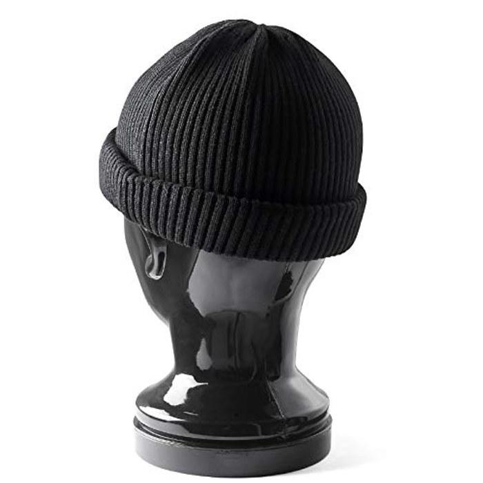 [Lototo] R5021 Cotton Roll-Up Beanie (One Size, Black)
