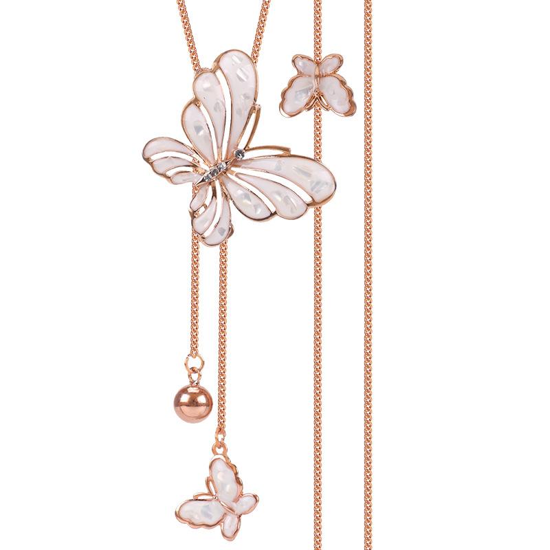 2021 Autumn And Winter Double Butterfly Sweater Chain Fashionable And Simple Long Versatile Necklace Women