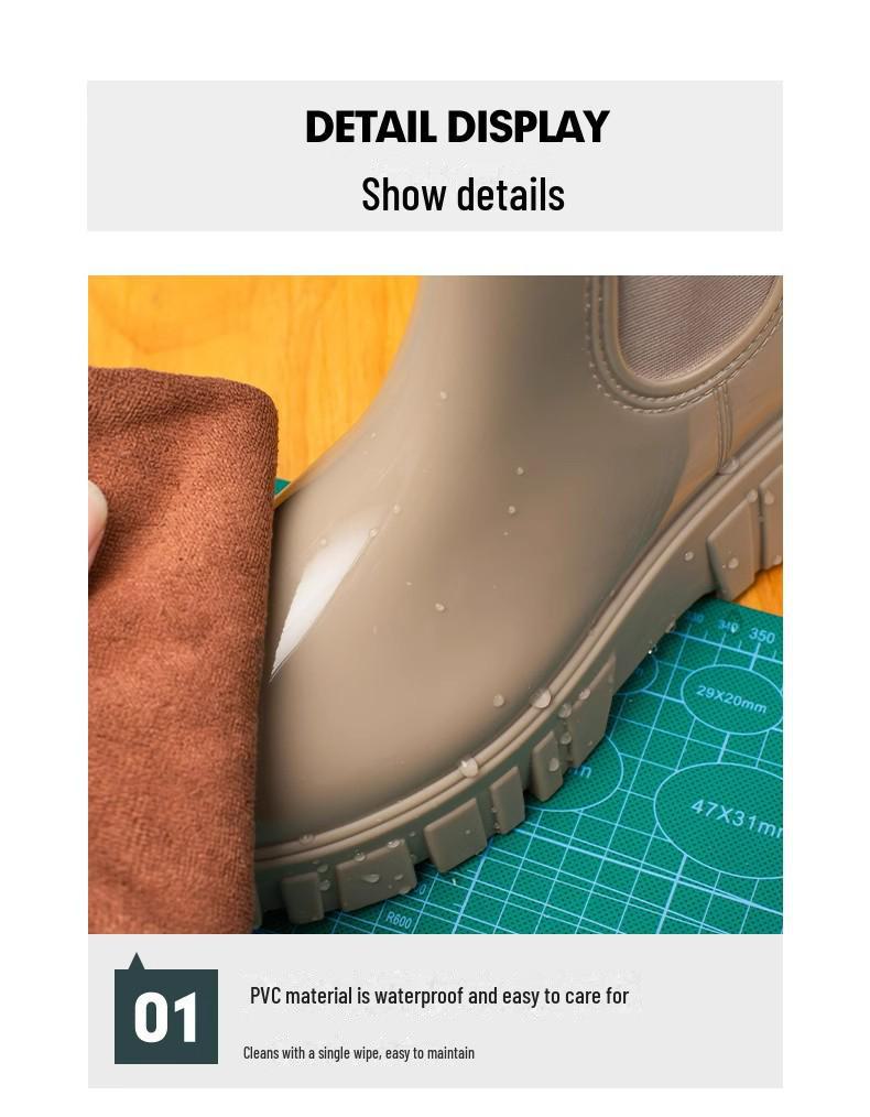 Damen 2024 Modische Wasserdichte Rutschfeste Mittelhohe Regenstiefel - Leichte Gummi-Schuhe mit dicker Sohle.