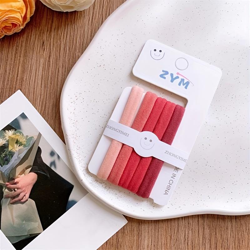 Набор из 5 бесшовных высокоэластичных резинок для волос, тканевые кольца для волос для всех возрастов, однотонные, с мягкой текстурой, прочные, не повреждающие волосы, базовые универсальные для волос красный