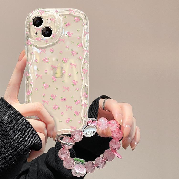 Bow Flower Bracelet Applicable To Apple 16 Transparent Mobile Phone Case Iphone15PRO Full-inclusive Silicone XS/XR Women