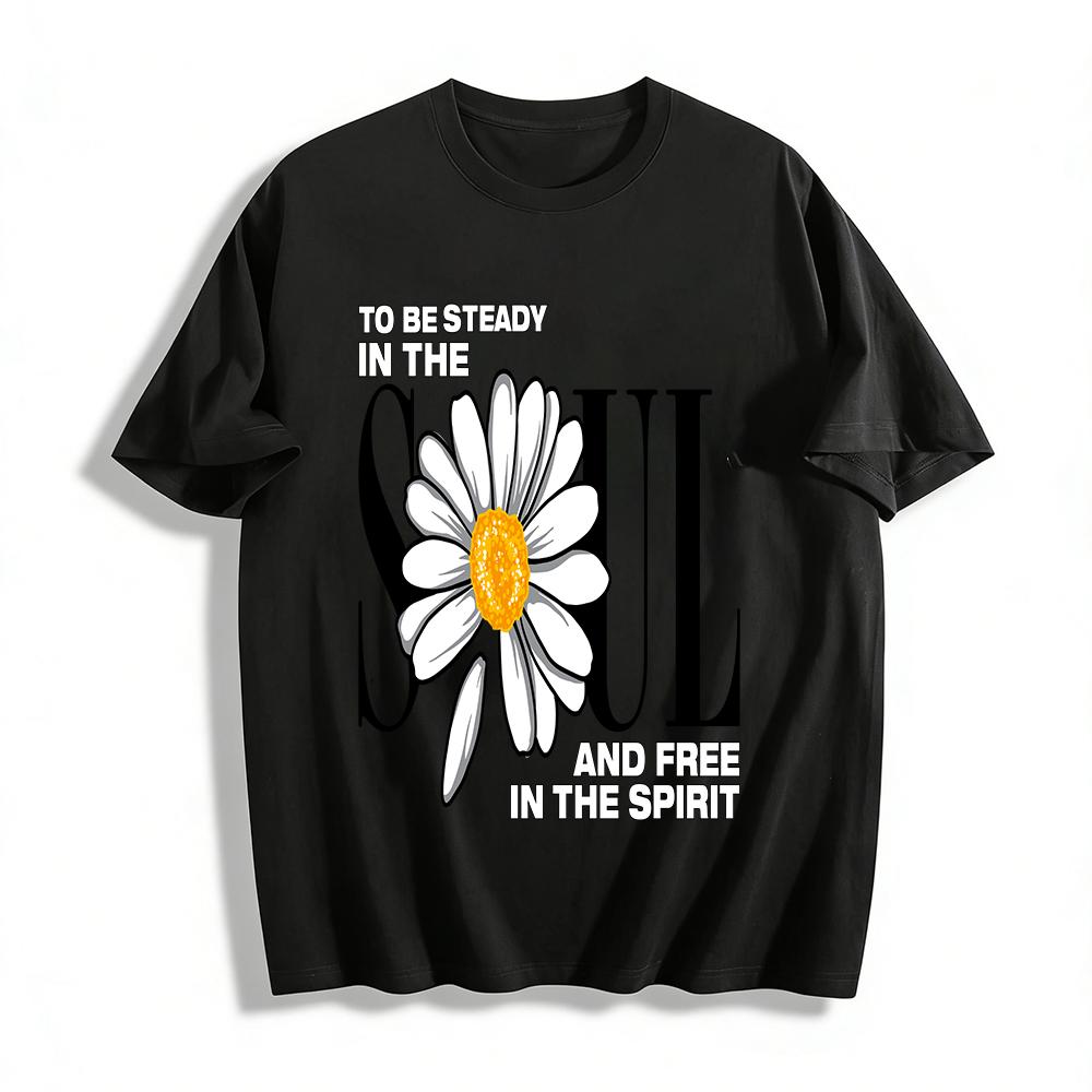 

Steady Soul Free Spirit Daisy Print Casual Top Pure cotton T-shirt XXS