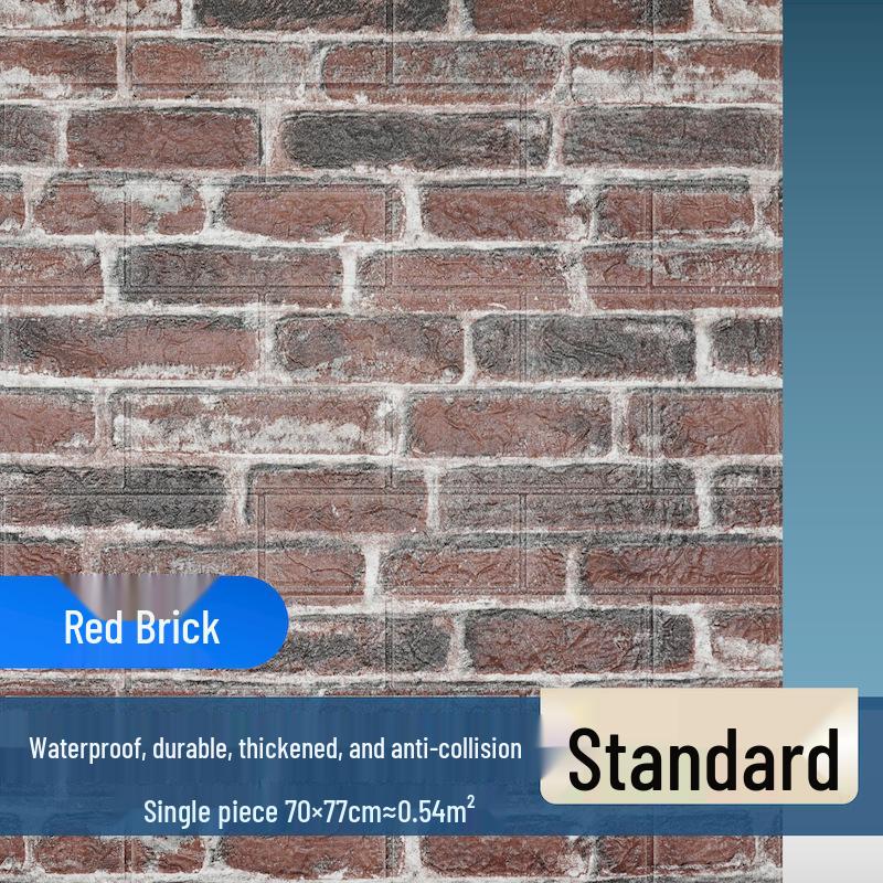 3D Brick Pattern Self-Adhesive Wallpaper: Waterproof, Moisture-Proof Decorative Sticker for Commercial & Antique Restaurant Wainscoting.