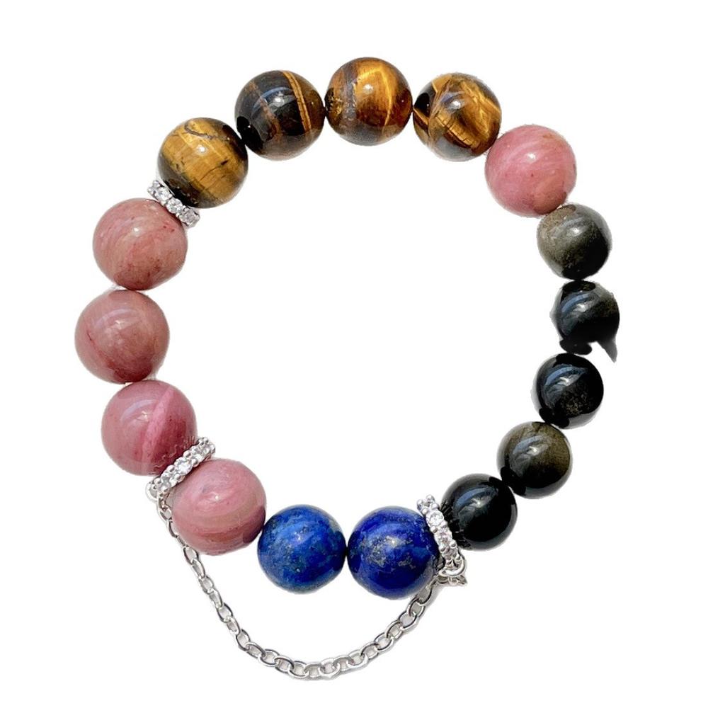 Natural Lapis Lazuli Mahogany Pattern Tiger Eye Stone Obsidian Design Bracelet Bracelet