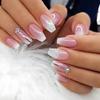 24Pcs Gradient White Short Square Ballet Fake Nails Simple Nude Full Cover Press On Manicure Tips