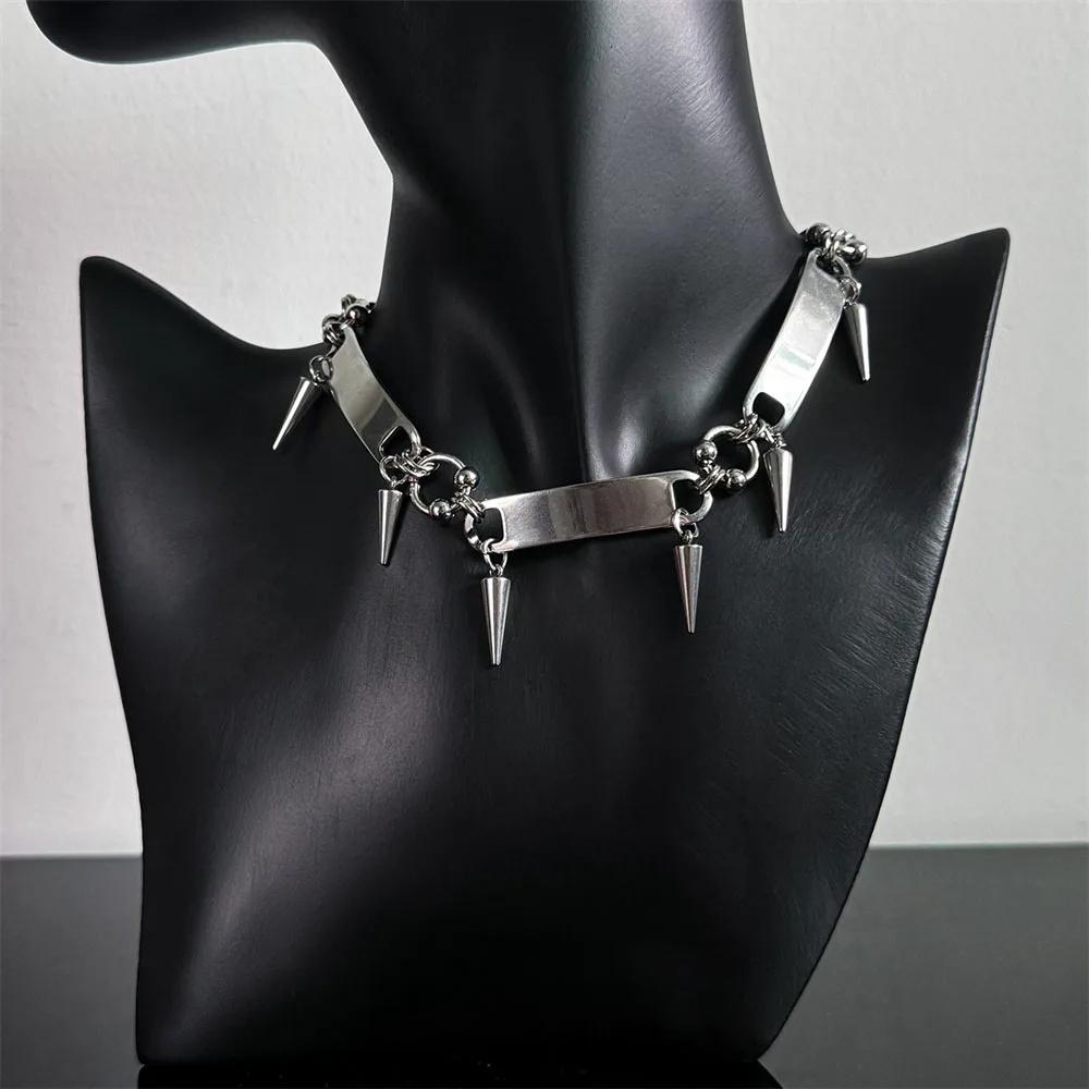 Titanium Steel Rivet Choker For Man Woman Punk Metal Collar Necklace Luxury Hip Hop Jewelry Street Unisex Accessories