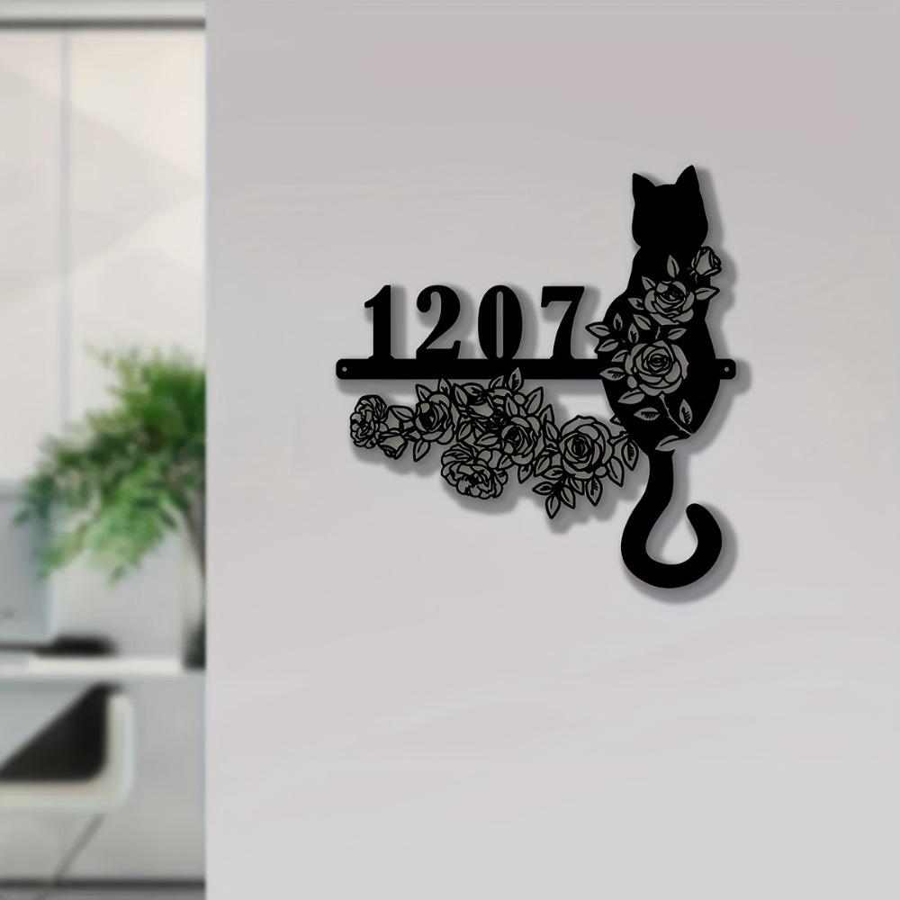 Personalisierte Metallkatze Namensschild Wandkunst Heimdekoration Outdoor Rustikales Schild Geschenk