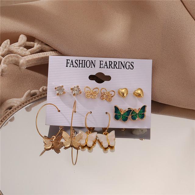 Women's Tassel and Pearl Crystal Stud Earring Set